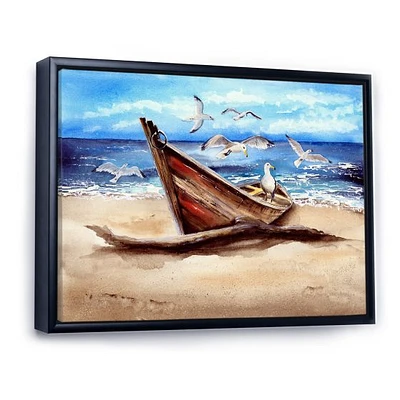 An Old Fishing Boat on The Sandy Beach Canvas Wall Art Print