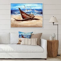 An Old Fishing Boat on The Sandy Beach Canvas Wall Art Print