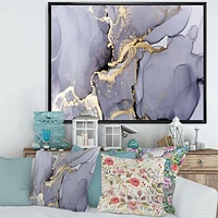 Closeup of Black and Golden Abstract Marble Texture Canvas Wall Art Print
