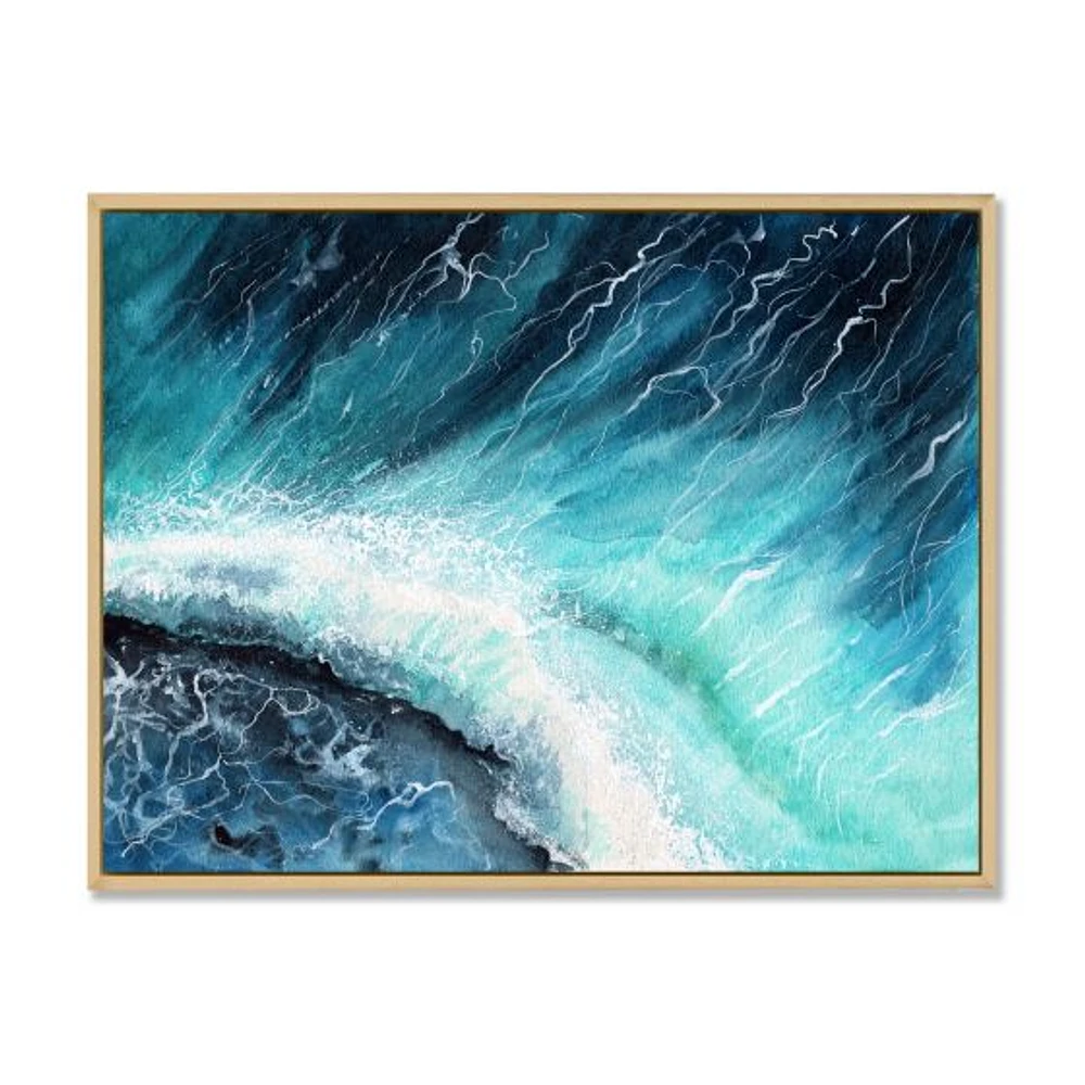Navy Blue Ocean Waves with White Seafoam I Canvas Wall Art Print