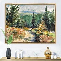 Landscape with Road Mountains  Canvas Wall Art Print