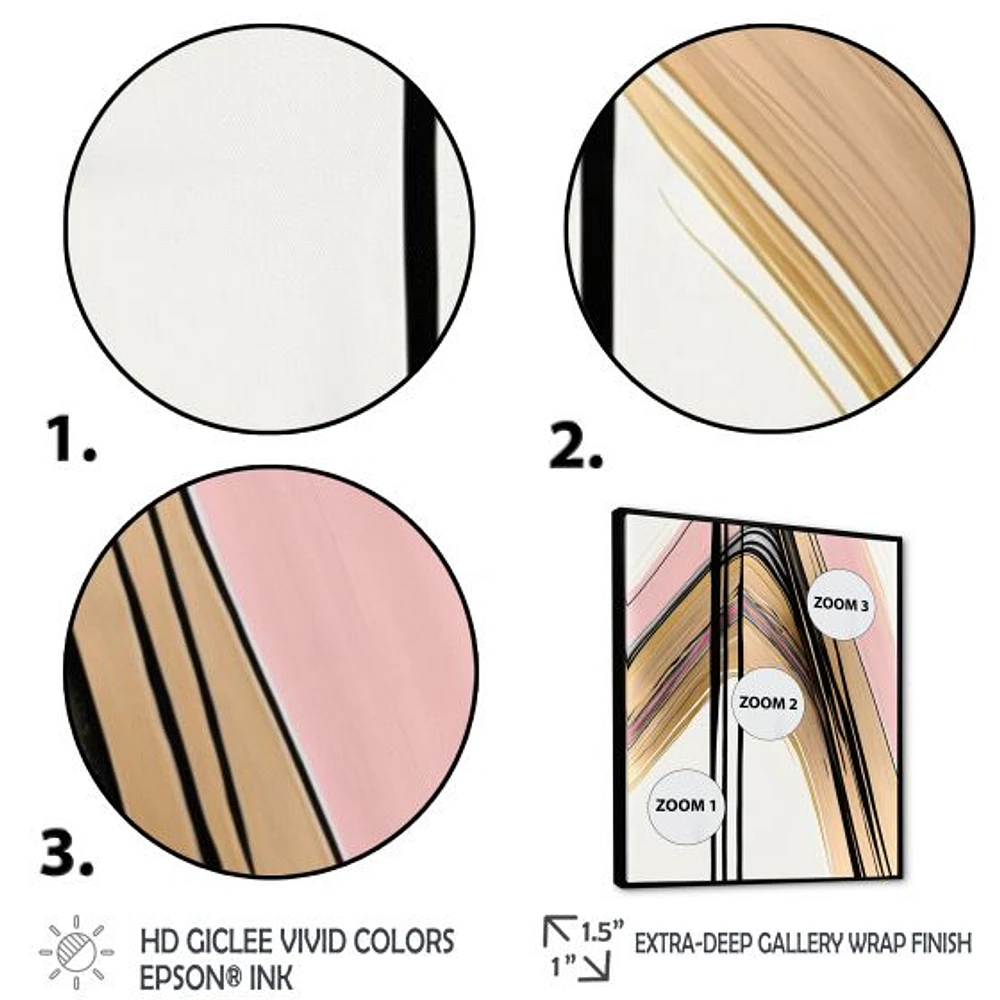 Minimalism Pink And Gold Cubic Fusion V Wall Art
