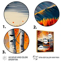 Red And Orange Birch Trees By The Lake V Wall Art