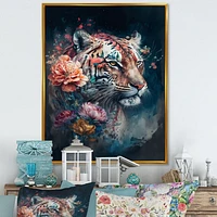 Cute Tiger Floral Art Wall