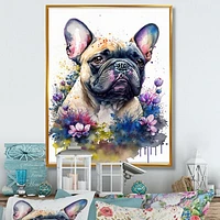 Cute Frenchie Floral Art I Wall