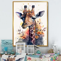 Cute Giraffe Floral Art I Wall