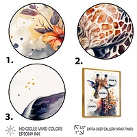 Cute Giraffe Floral Art I Wall