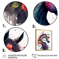 Cute Horse Floral Art I Wall