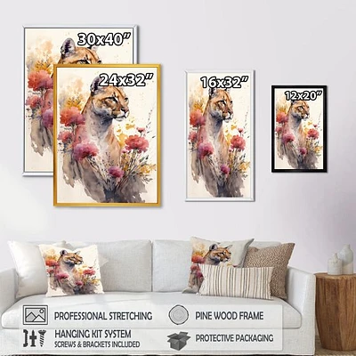 Cute Puma Floral Art Wall