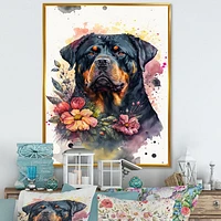 Cute Rottweilers Floral Art I Wall