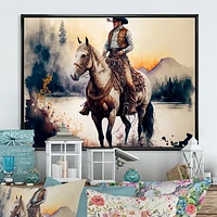 Western Cowboy Riding A Horse Wall Art