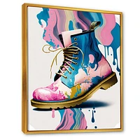 Pink And Blue Art Deco Army Shoes Wall