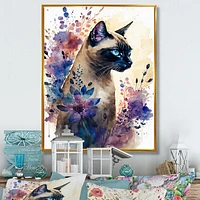 Cute Siamese Floral Art I Wall