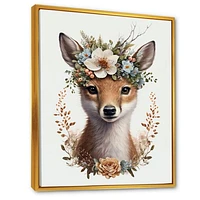 Cute Baby Fox With Floral Crown Wall Art