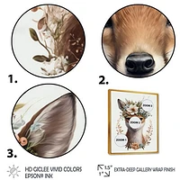 Cute Baby Fox With Floral Crown Wall Art