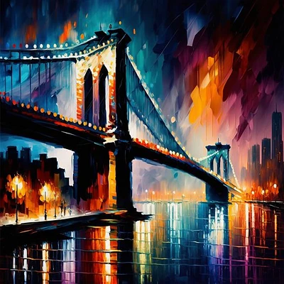 Colorful Brooklyn Bridge Wall Art