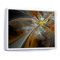 Symmetrical Yellow Fractal Flower Digital Art Canvas Print