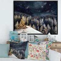Night Forest Christmas Tree  Wall Art