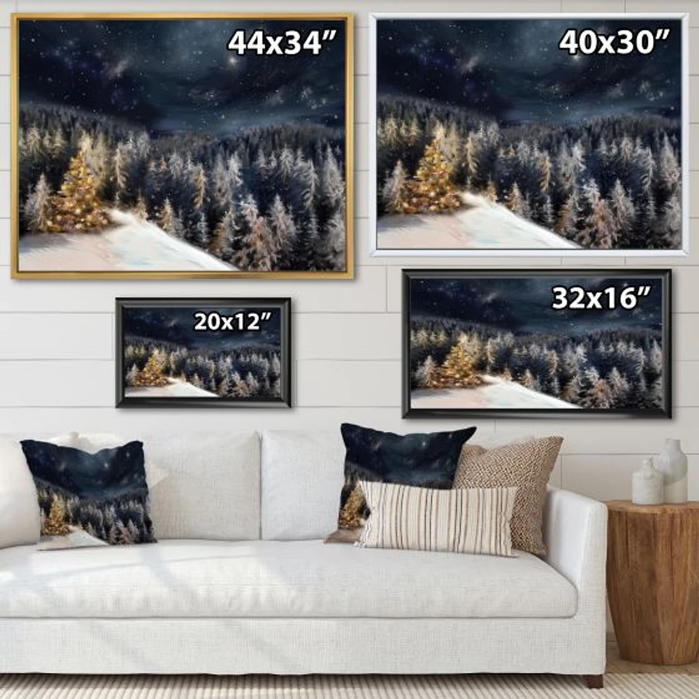 Night Forest Christmas Tree  Wall Art