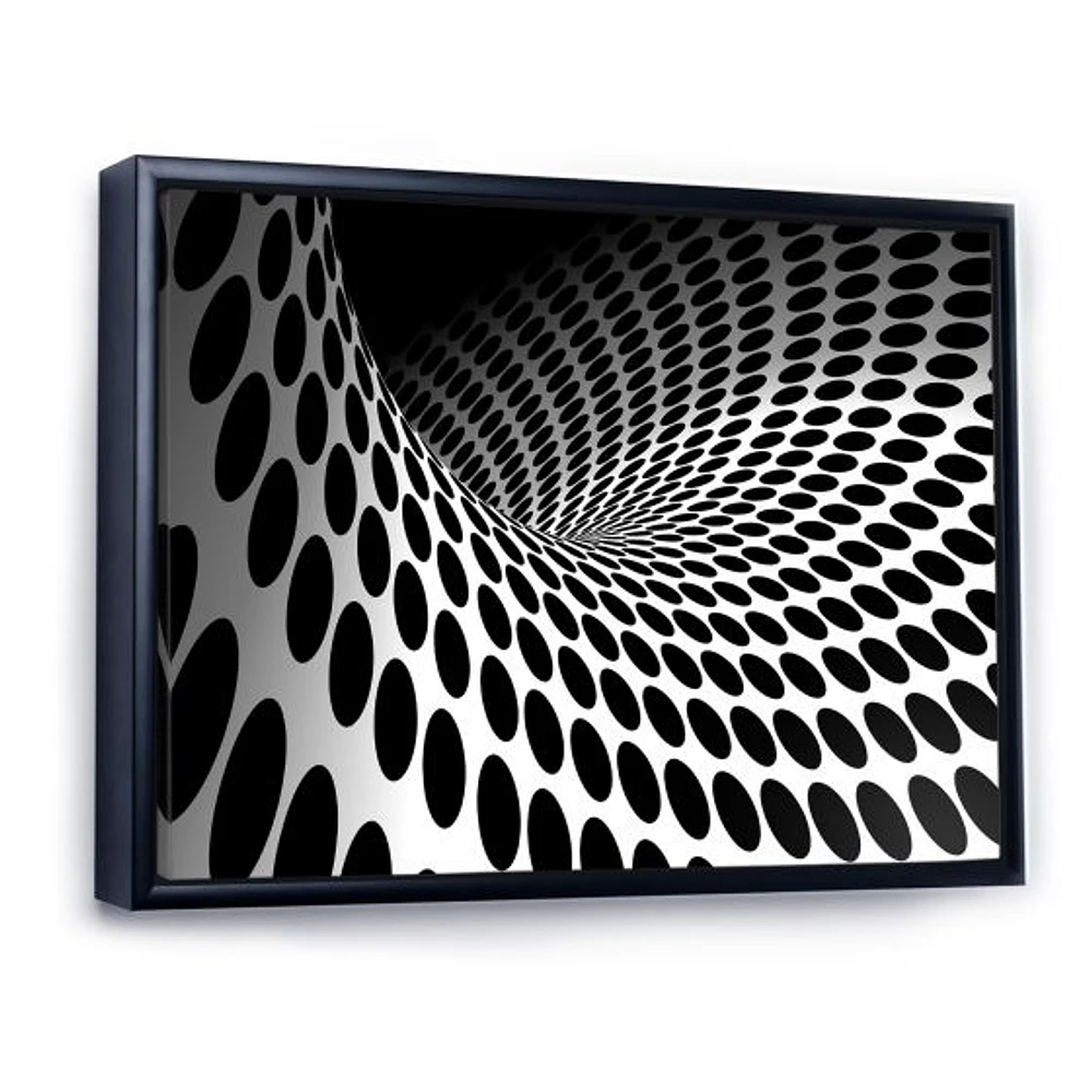 Waves and Circles Black White  Art Canvas Print