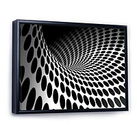 Waves and Circles Black White  Art Canvas Print