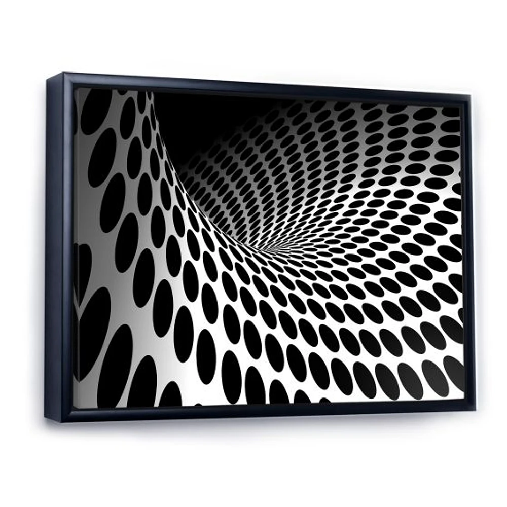 Waves and Circles Black White  Art Canvas Print