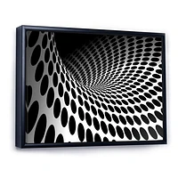 Waves and Circles Black White  Art Canvas Print