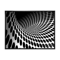 Waves and Circles Black White  Art Canvas Print