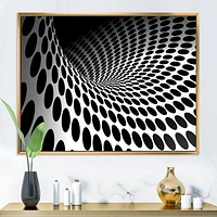 Waves and Circles Black White  Art Canvas Print
