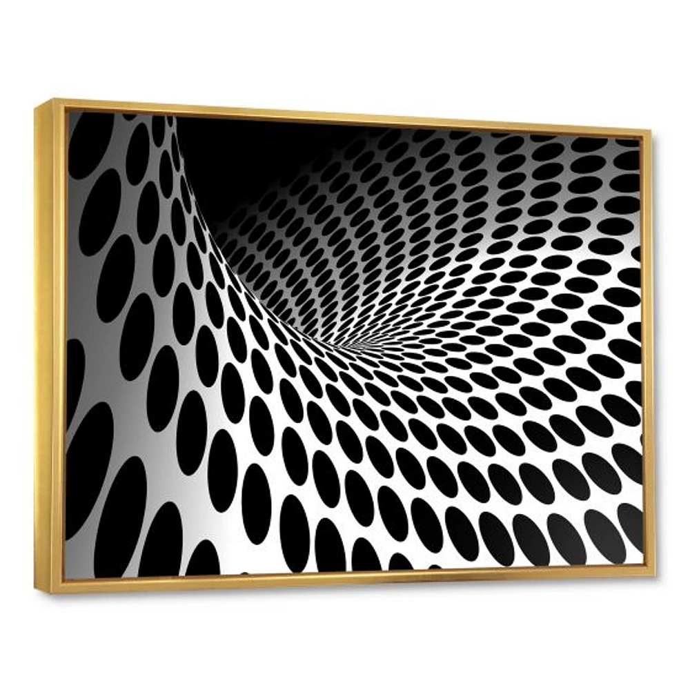 Waves and Circles Black White  Art Canvas Print