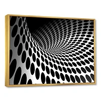 Waves and Circles Black White  Art Canvas Print