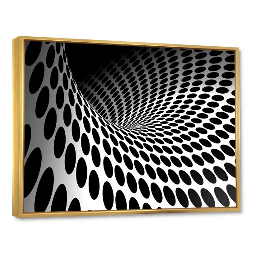 Waves and Circles Black White  Art Canvas Print