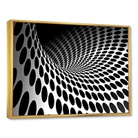 Waves and Circles Black White  Art Canvas Print