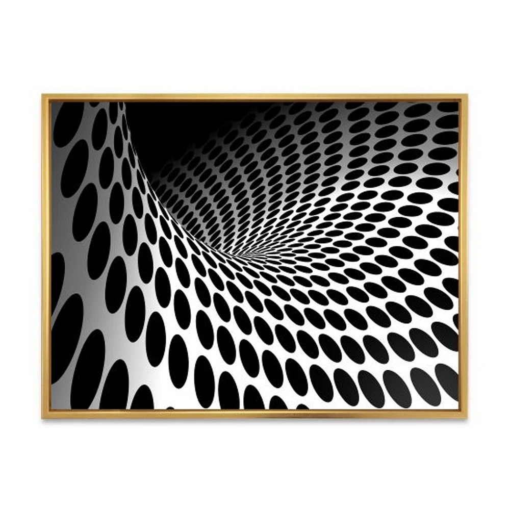 Waves and Circles Black White  Art Canvas Print