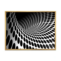 Waves and Circles Black White  Art Canvas Print