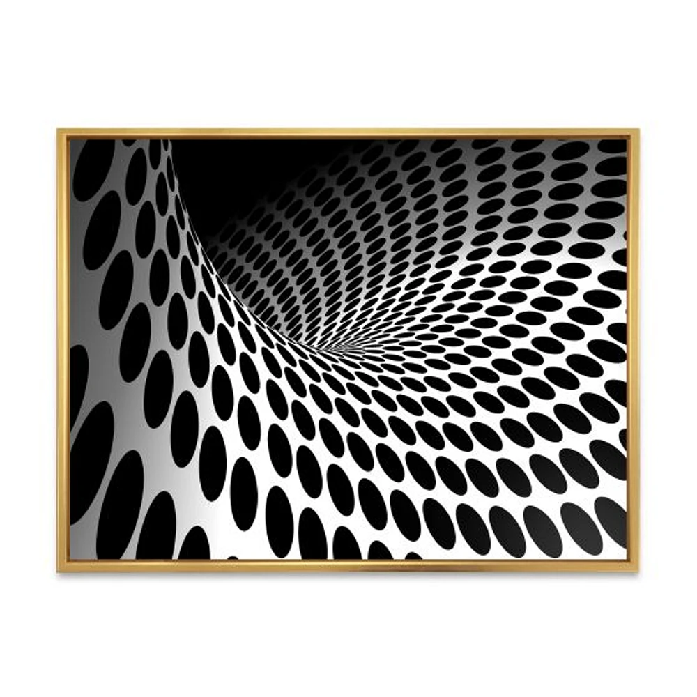Waves and Circles Black White  Art Canvas Print