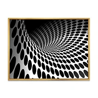 Waves and Circles Black White  Art Canvas Print