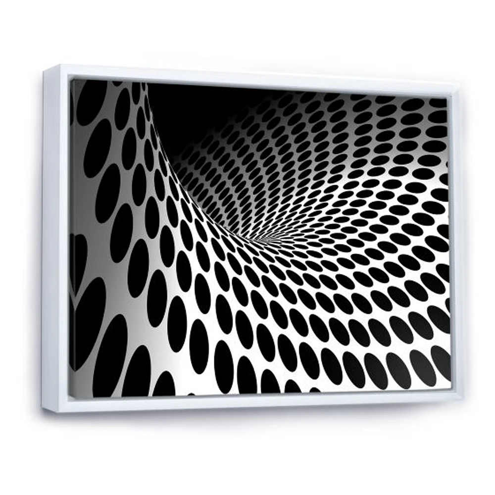 Waves and Circles Black White  Art Canvas Print
