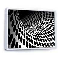 Waves and Circles Black White  Art Canvas Print