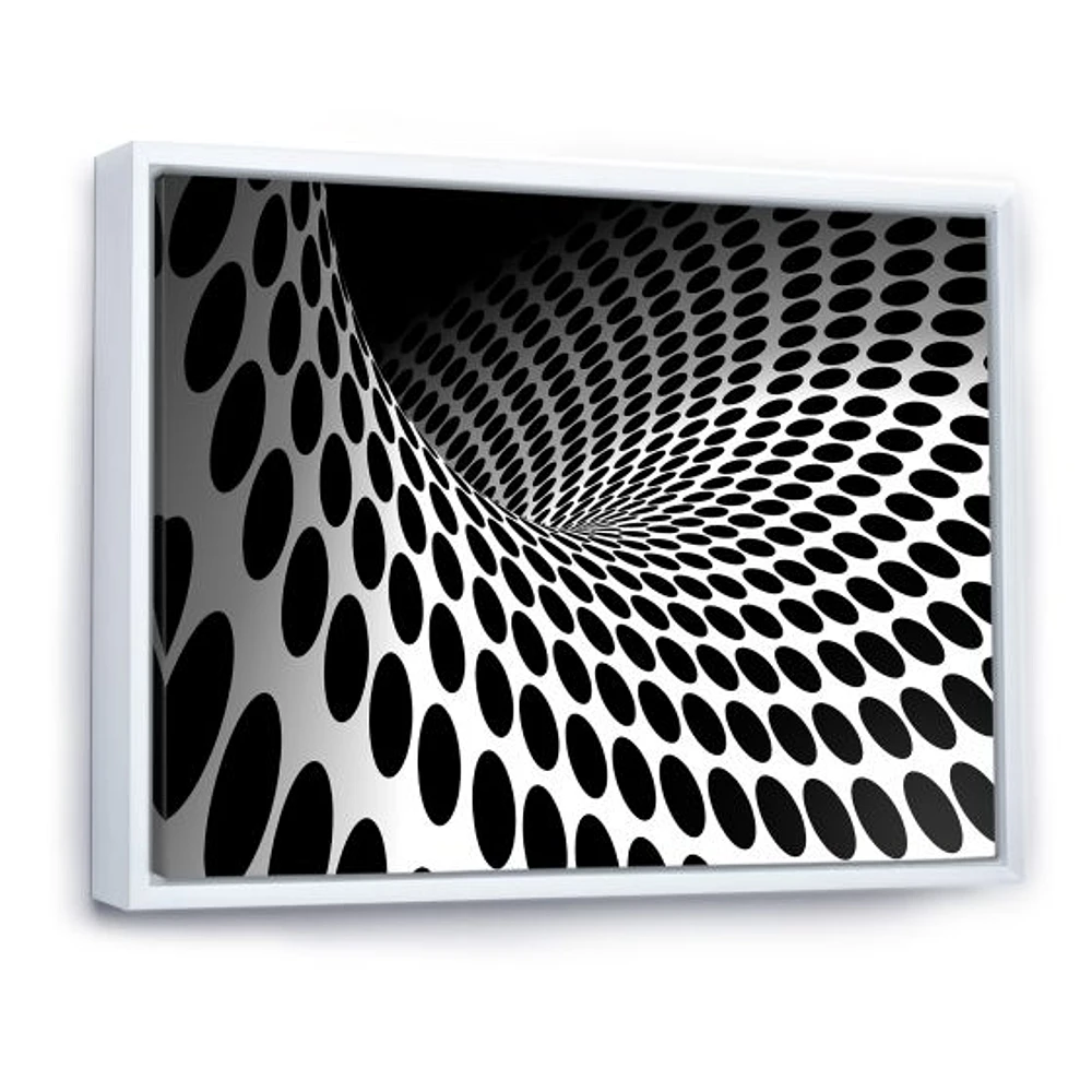 Waves and Circles Black White  Art Canvas Print
