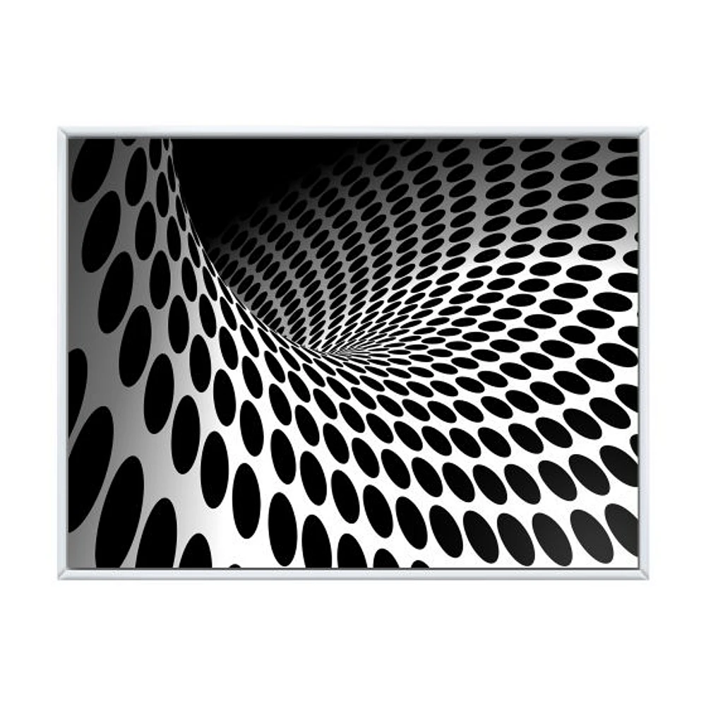 Waves and Circles Black White  Art Canvas Print