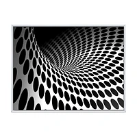 Waves and Circles Black White  Art Canvas Print