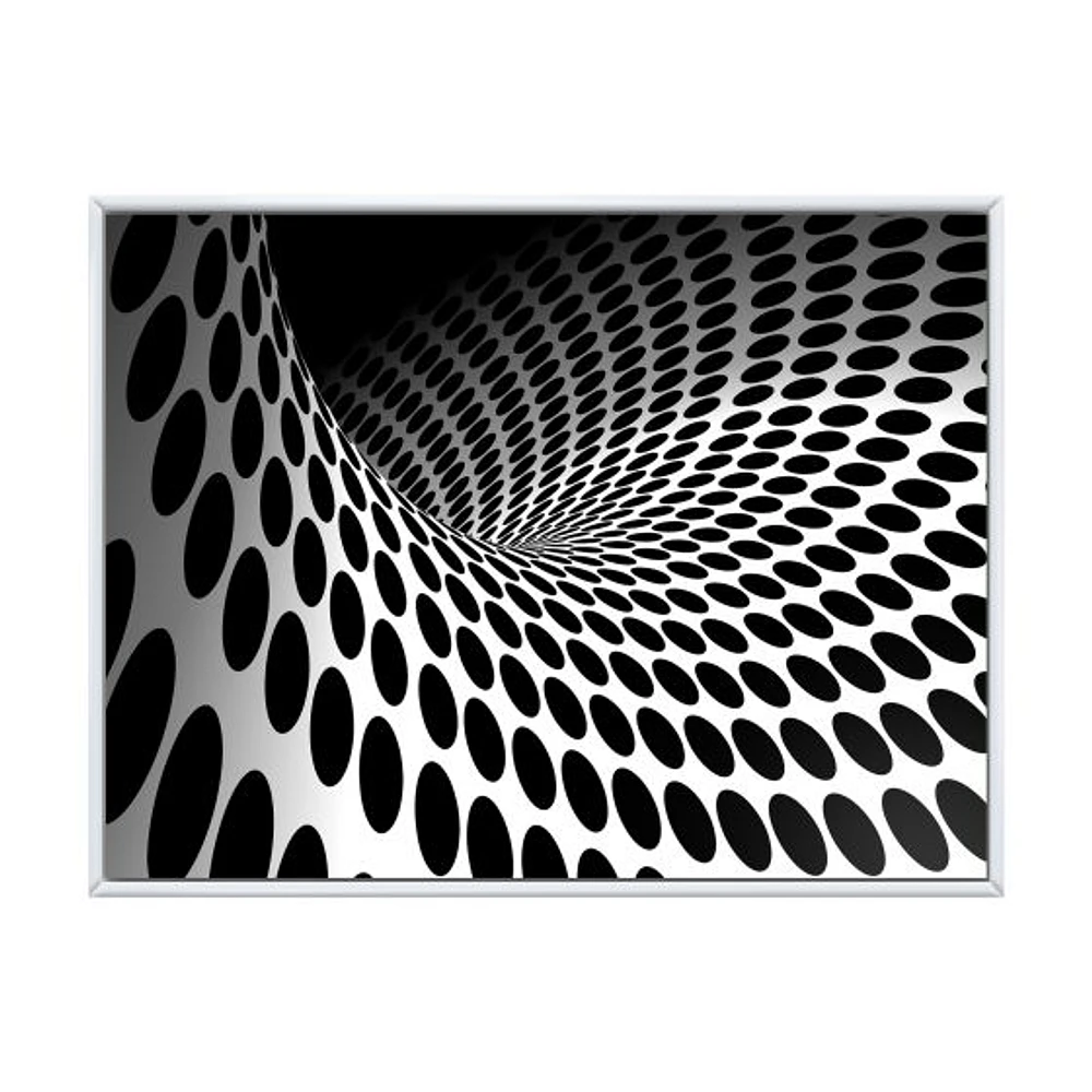 Waves and Circles Black White  Art Canvas Print