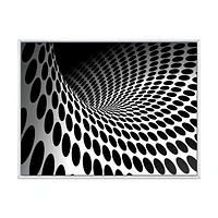 Waves and Circles Black White  Art Canvas Print