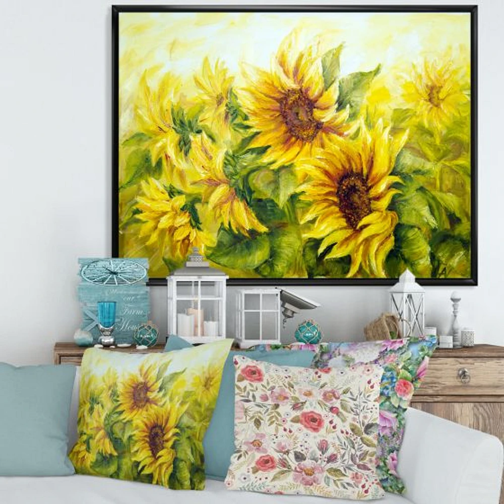 Bright Yellow Sunny SunFlowers Canvas Print