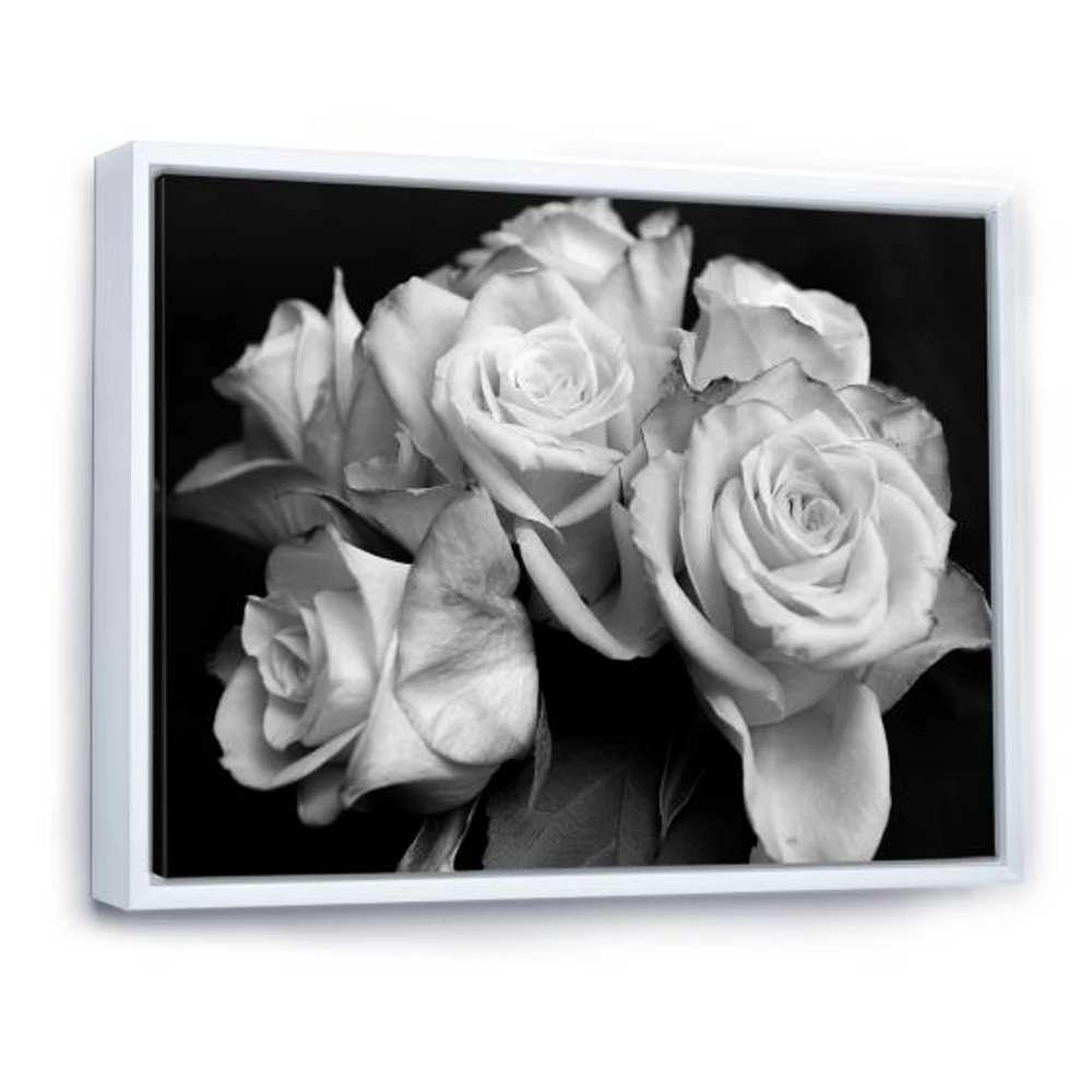 Bunch of Roses Black and White Canvas Art Print