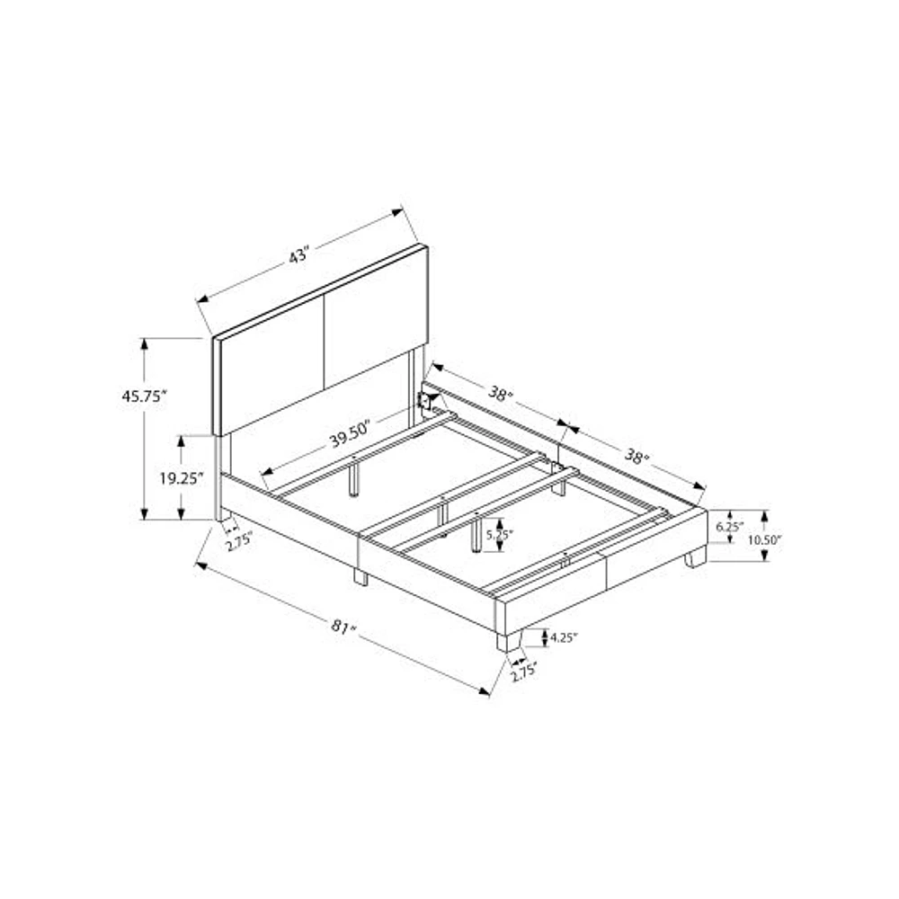 Contemporary Upholstered Bedframe - Twin