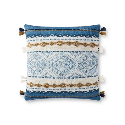 Loloi Harlan Blue and Natural Cushion