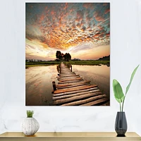 Makeshift Wooden Pier Over River  Canvas Wall Art