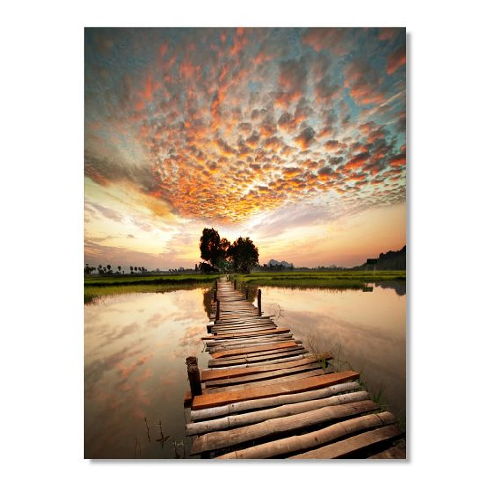 Makeshift Wooden Pier Over River  Canvas Wall Art
